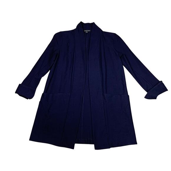 Eileen Fisher Long Navy Open Front Knit Cardigan   - Size XS - Picture 3 of 8